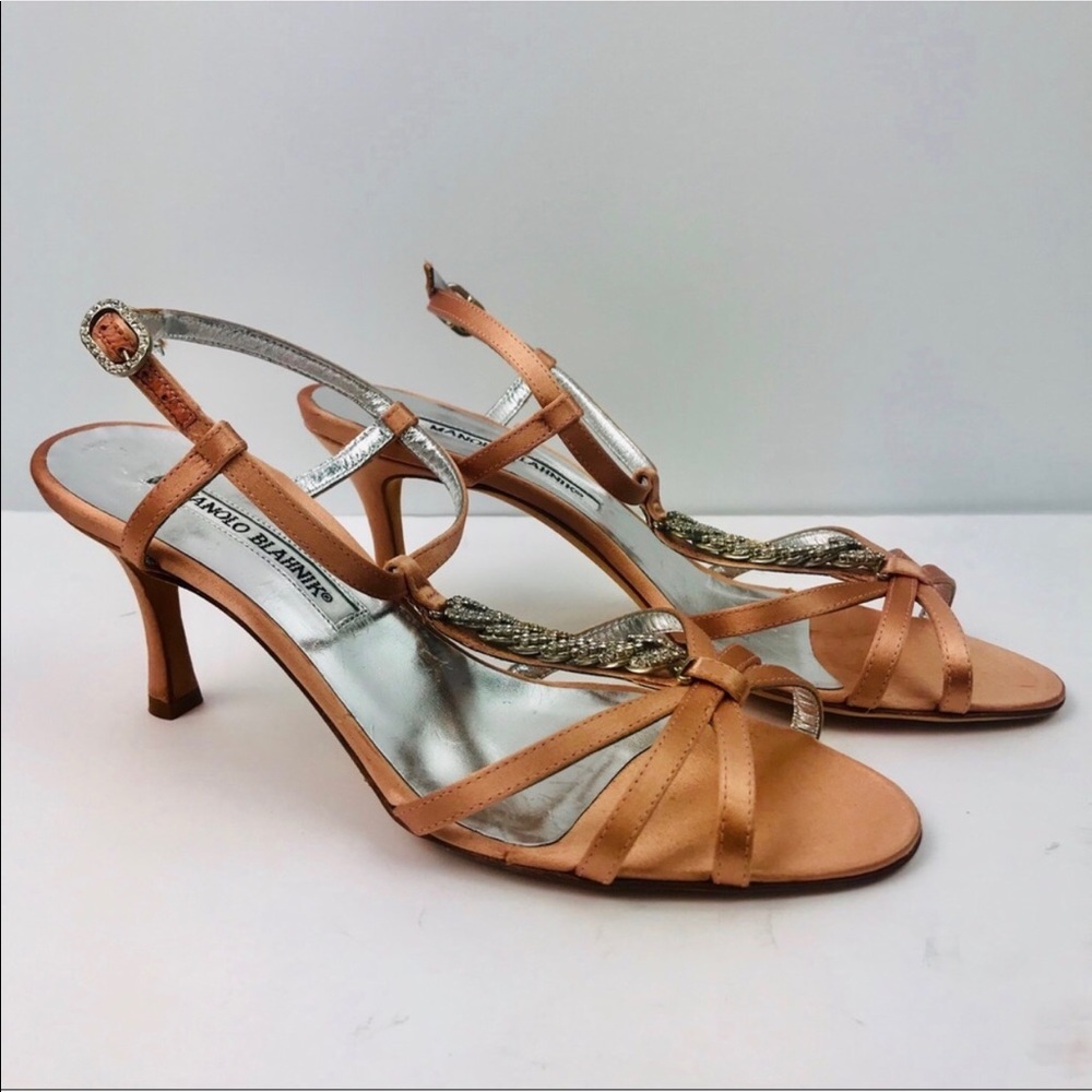 Authentic Manolo Blahnik Strappy Crystal Heel Shoe
